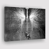 Tesla In His Laboratory Photo Black And White Print, Nikola Tesla Canvas Prints Wall Art Home Decor