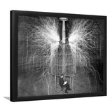 Tesla In His Laboratory Photo Black And White Print, Nikola Tesla Framed Art Prints, Wall Art,Home Decor,Framed Picture