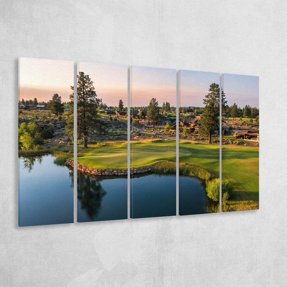 Tetherow Golf Club, Hole 13, 5 Panels Extra Large Canvas Prints Wall Art Decor