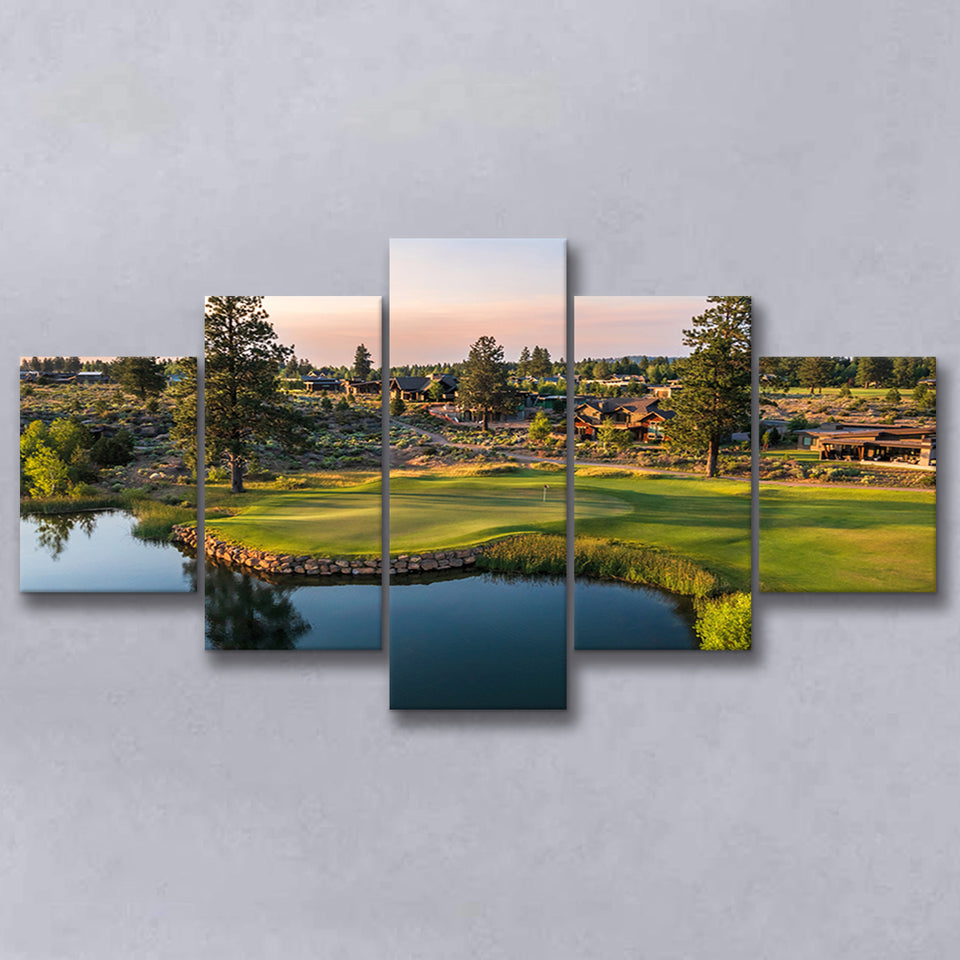 Tetherow Golf Club, Hole 13, Golf Art Print, 5 Panels Canvas Prints Wall Art Decor
