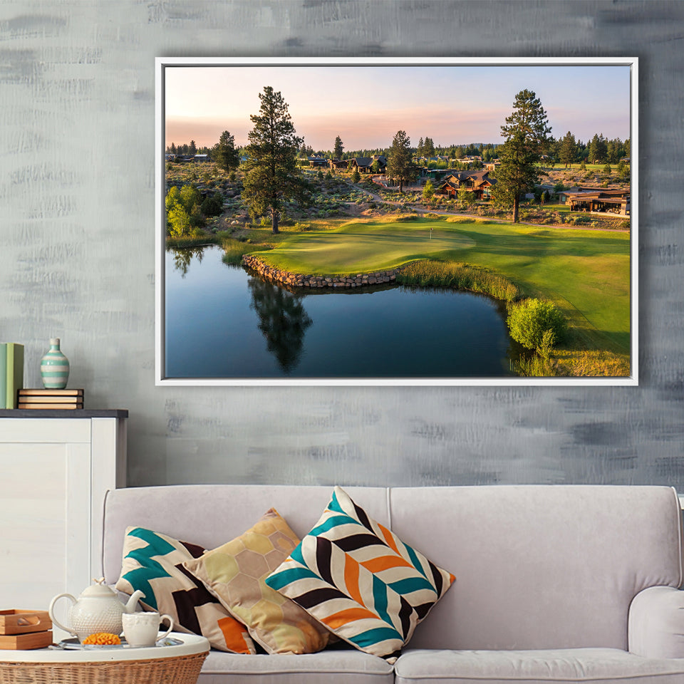 Tetherow Golf Club, Hole 13, Golf Art Print, Framed Canvas Prints Wall Art Decor, Floating Frame