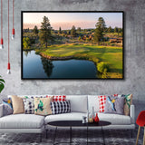 Tetherow Golf Club, Hole 13, Golf Art Print, Framed Canvas Prints Wall Art Decor, Floating Frame