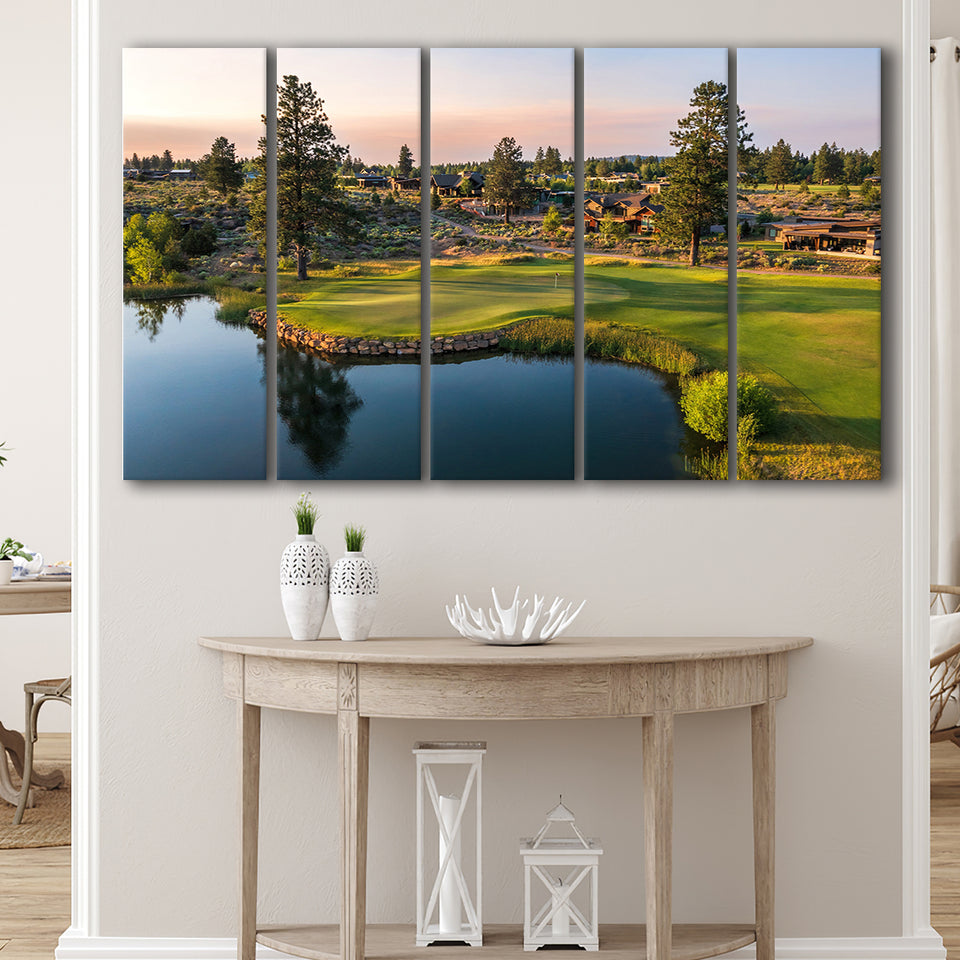 Tetherow Golf Club, Hole 13, 5 Panels Extra Large Canvas Prints Wall Art Decor