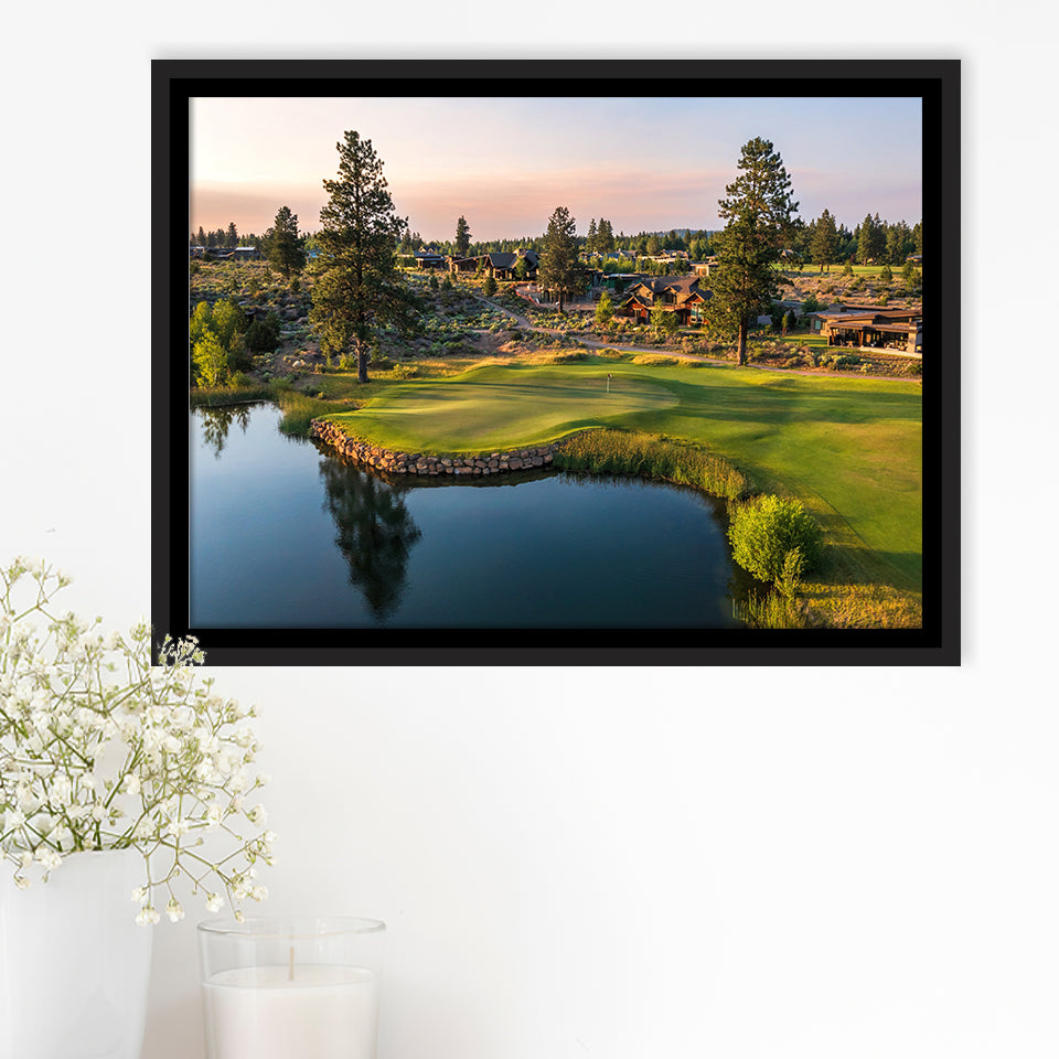Tetherow Golf Club, Hole 13, Golf Art Print, Framed Canvas Prints Wall Art Decor, Floating Frame