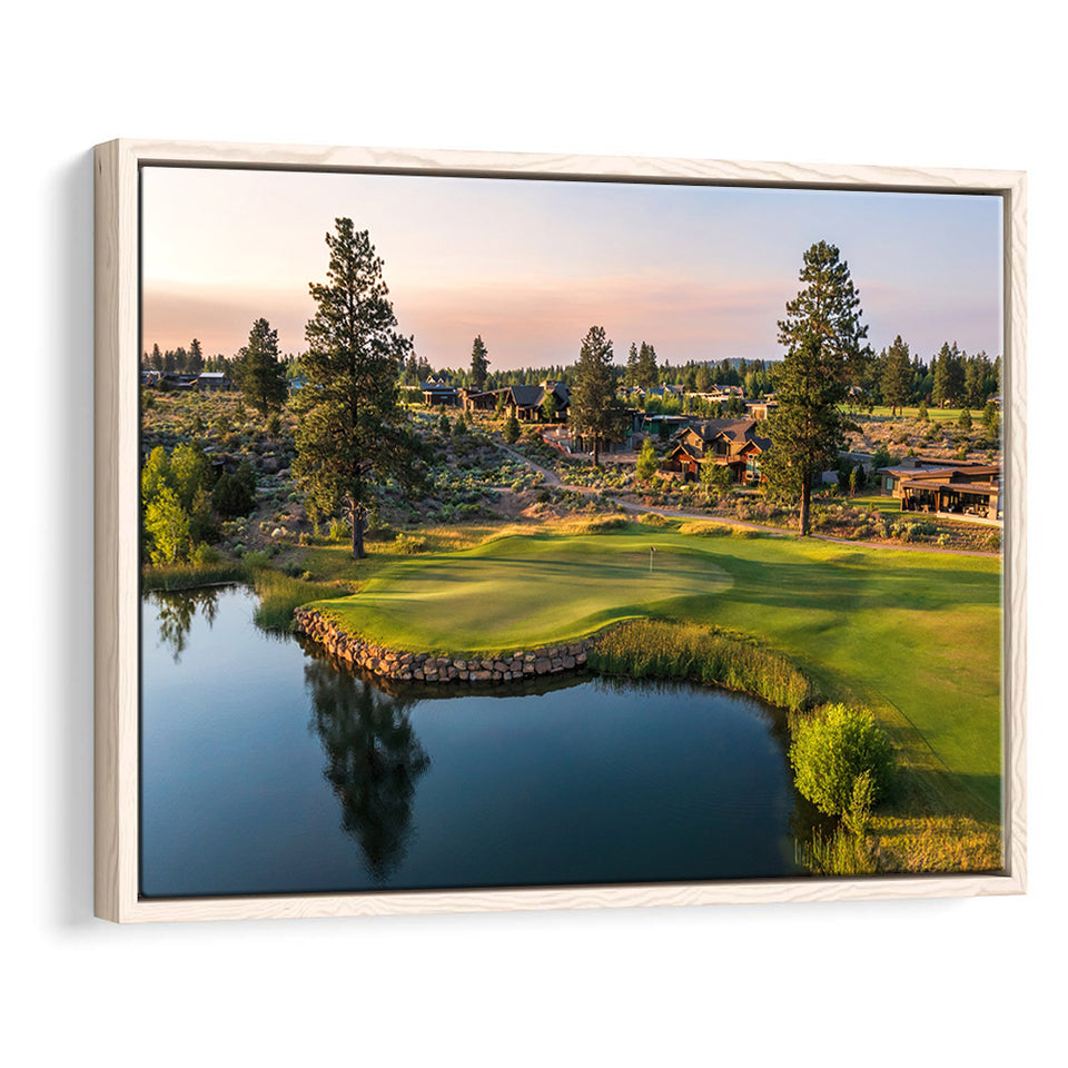 Tetherow Golf Club, Hole 13, Golf Art Print, Framed Canvas Prints Wall Art Decor, Floating Frame