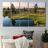 Tetherow Golf Club, Hole 13, 5 Panels Extra Large Canvas Prints Wall Art Decor