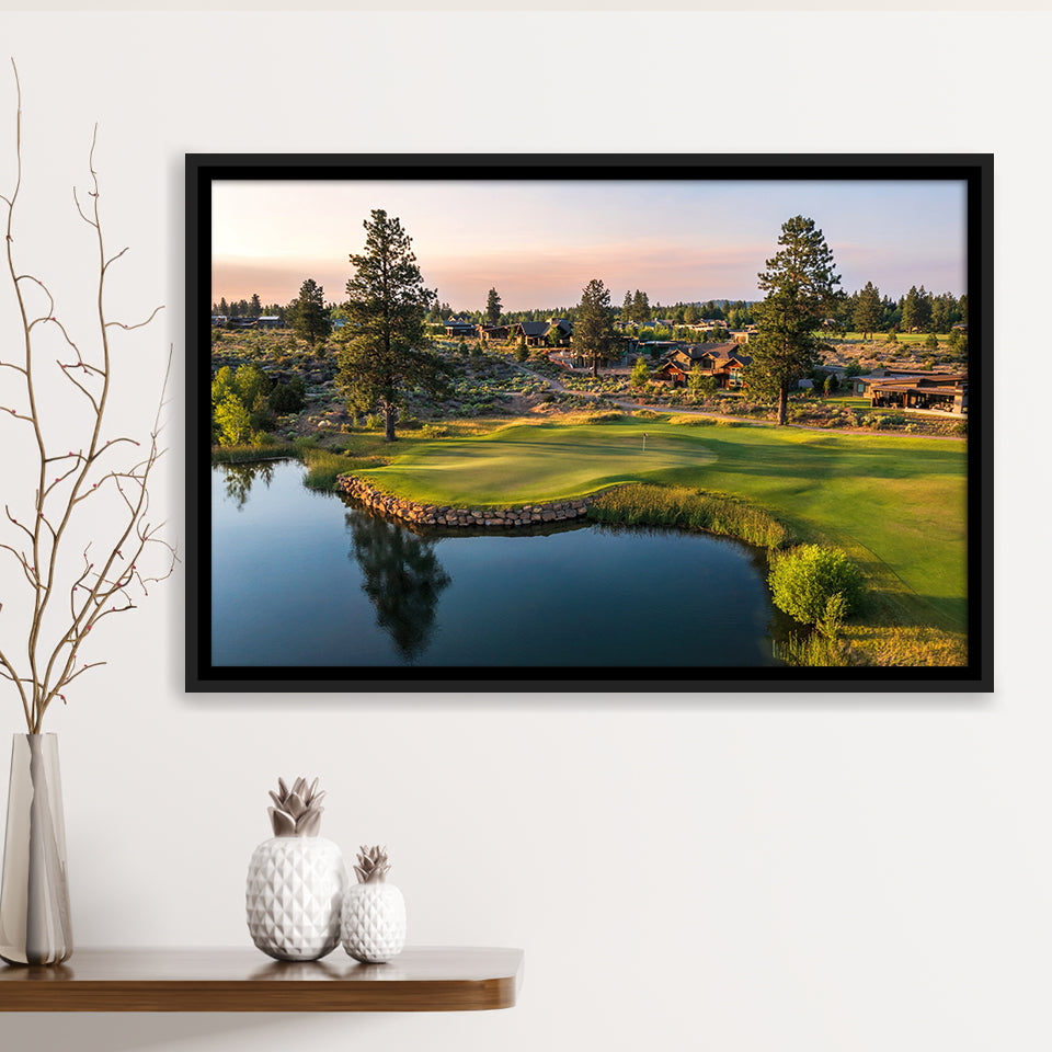 Tetherow Golf Club, Hole 13, Golf Art Print, Framed Canvas Prints Wall Art Decor, Floating Frame