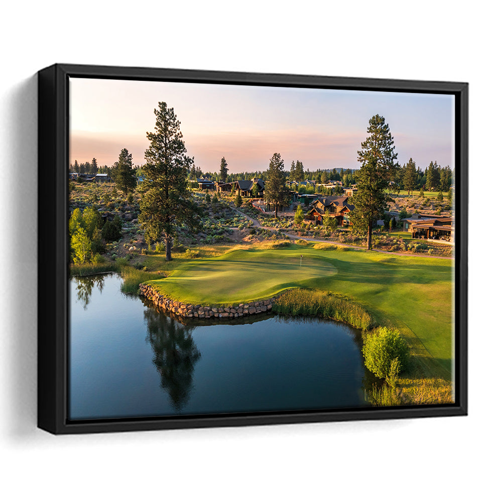 Tetherow Golf Club, Hole 13, Golf Art Print, Framed Canvas Prints Wall Art Decor, Floating Frame
