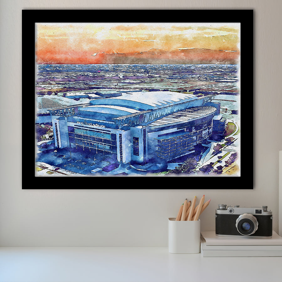 Texans Football Stadium NRG Stadium Watercolor, Sport Prints Fan Gift, Framed Art Prints Wall Art Decor