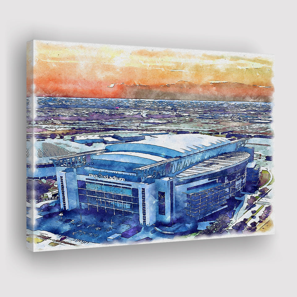 Texans Football Stadium NRG Stadium Watercolor, Sport Art Prints Fan Gift, Canvas Prints Wall Art Decor