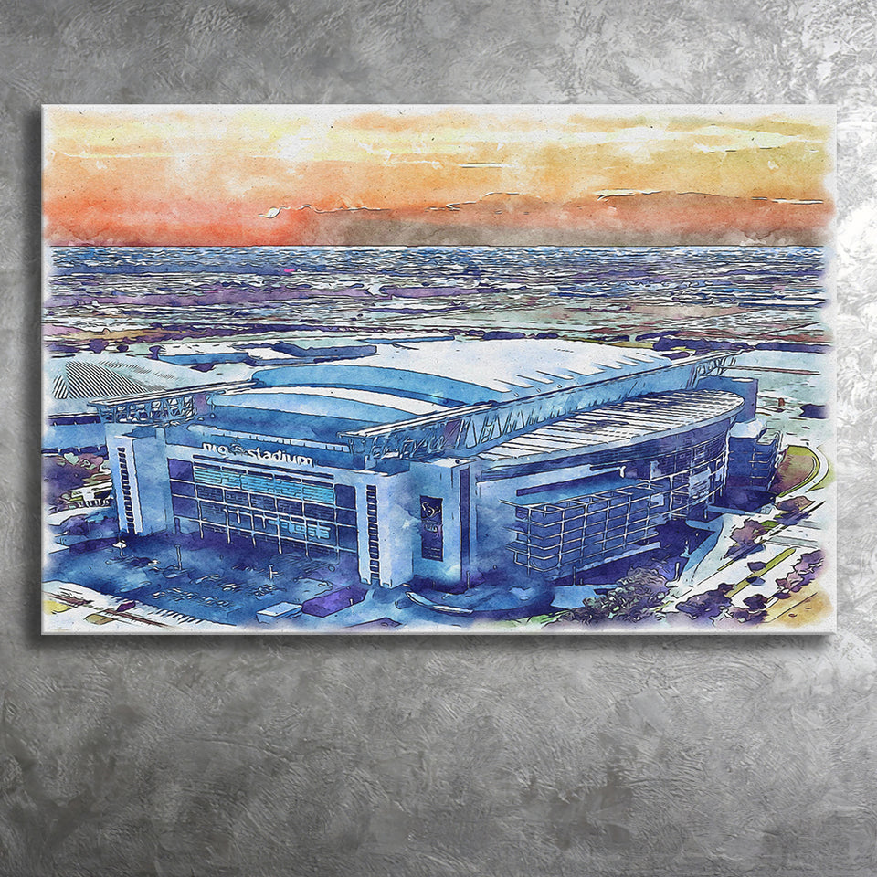 Texans Football Stadium NRG Stadium Watercolor, Sport Art Prints Fan Gift, Canvas Prints Wall Art Decor