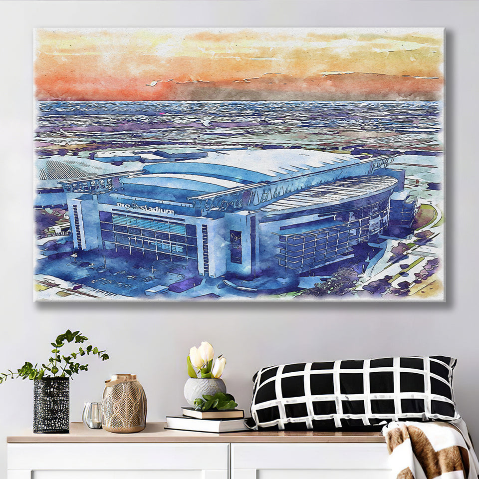 Texans Football Stadium NRG Stadium Watercolor, Sport Art Prints Fan Gift, Canvas Prints Wall Art Decor