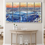 Texans Football Stadium NRG Stadium Watercolor, 5 Pieces B, Multi Panel Canvas Prints Wall Art Decor