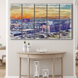 Texas AM Aggies Kyle Field Watercolor, 5 Pieces B, Multi Panel Canvas Prints Wall Art Decor