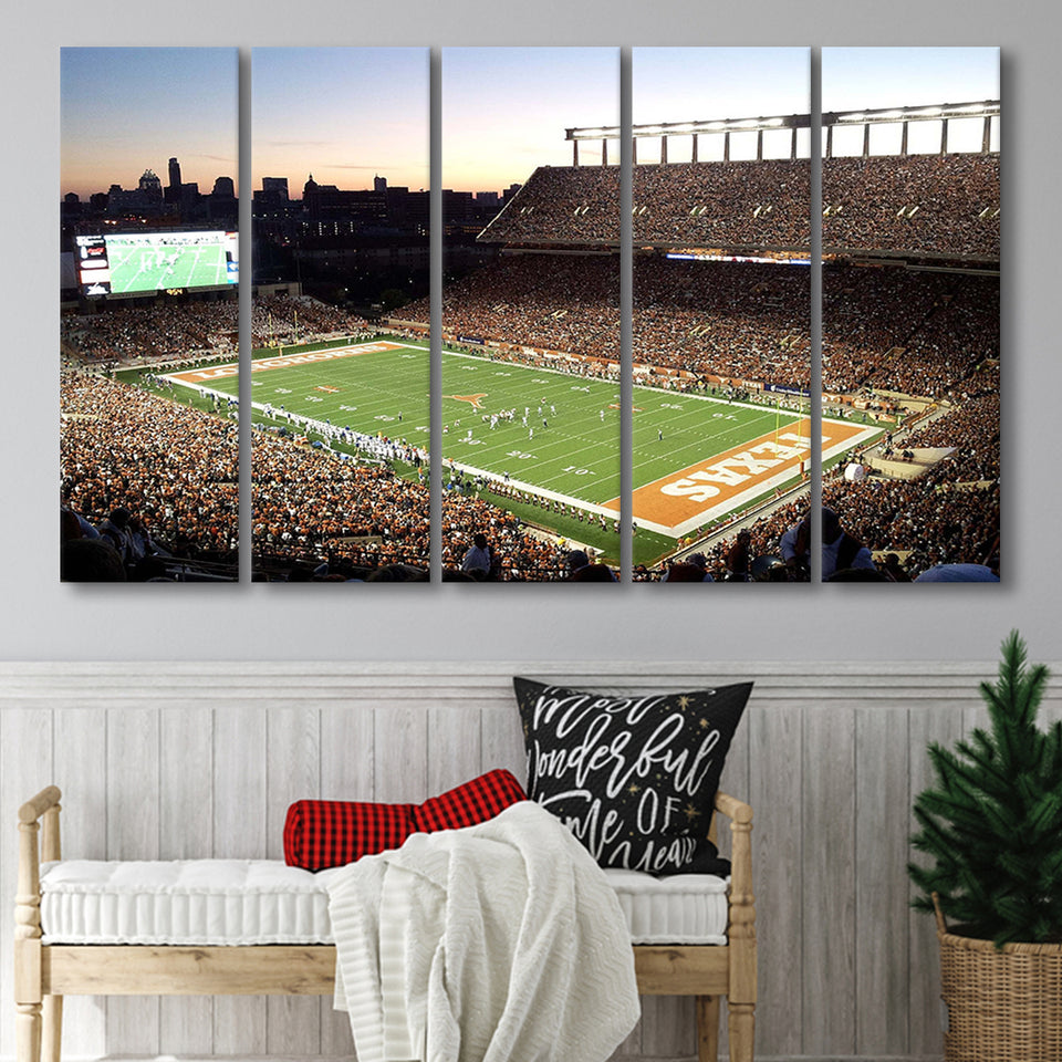 Texas Longhorns Stadium Canvas Prints Darrell K Royal Wall Art,Multi Panels B,Sport Stadium Art Prints, Fan Gift