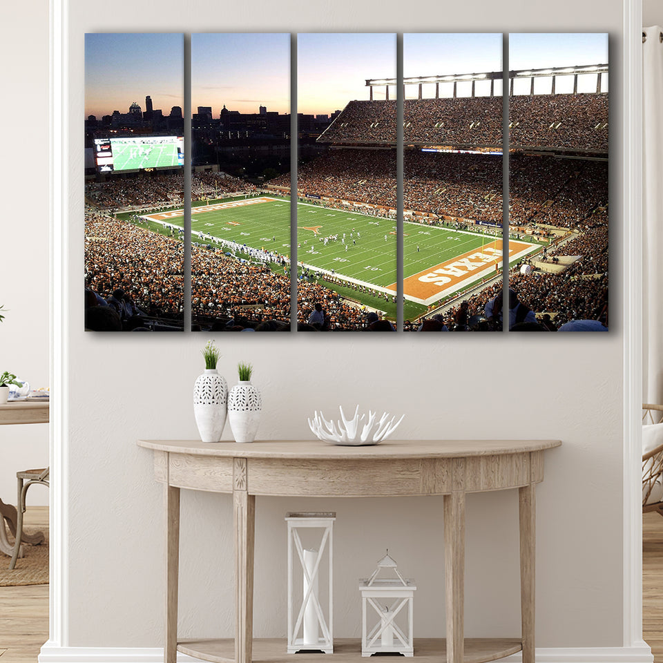 Texas Longhorns Stadium Canvas Prints Darrell K Royal Wall Art,Multi Panels B,Sport Stadium Art Prints, Fan Gift