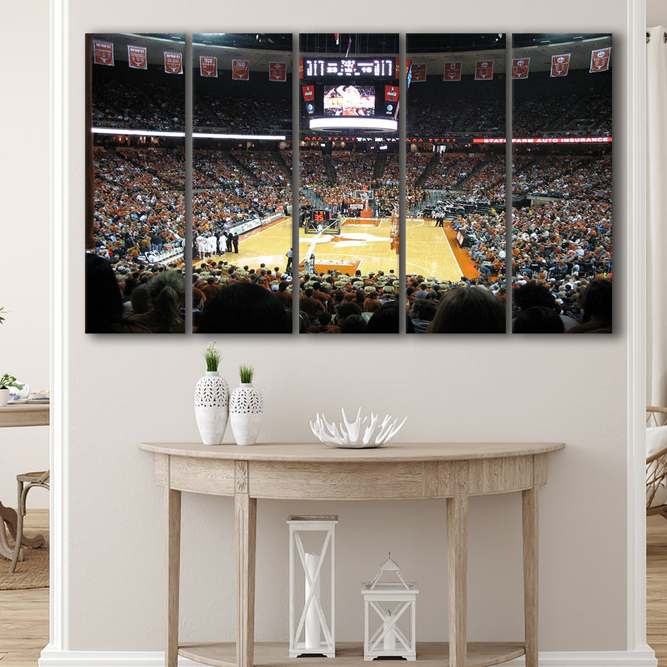Texas Longhorns Stadium Canvas Prints Frank Erwin Center Wall Art,Multi Panels B,Sport Stadium Art Prints, Fan Gift