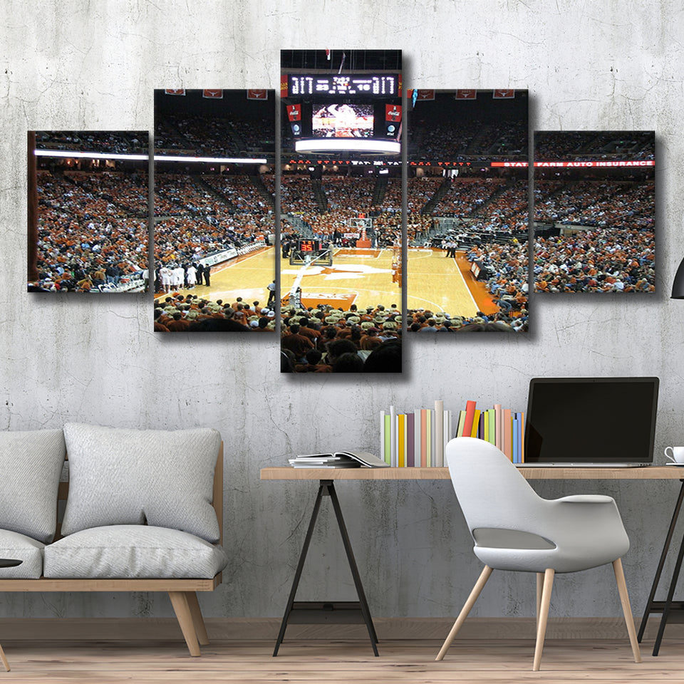 Texas Longhorns Stadium Canvas Prints Frank Erwin Center Wall Art,Multi Panels,Sport Stadium Art Prints, Fan Gift