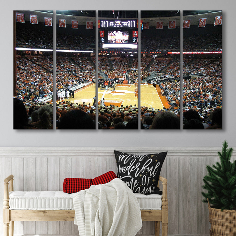 Texas Longhorns Stadium Canvas Prints Frank Erwin Center Wall Art,Multi Panels B,Sport Stadium Art Prints, Fan Gift