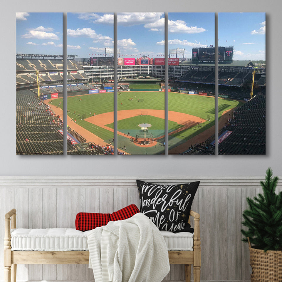 Texas Rangers Stadium Canvas Prints Globe Life Field Wall Art,Multi Panels B,Sport Stadium Art Prints, Fan Gift