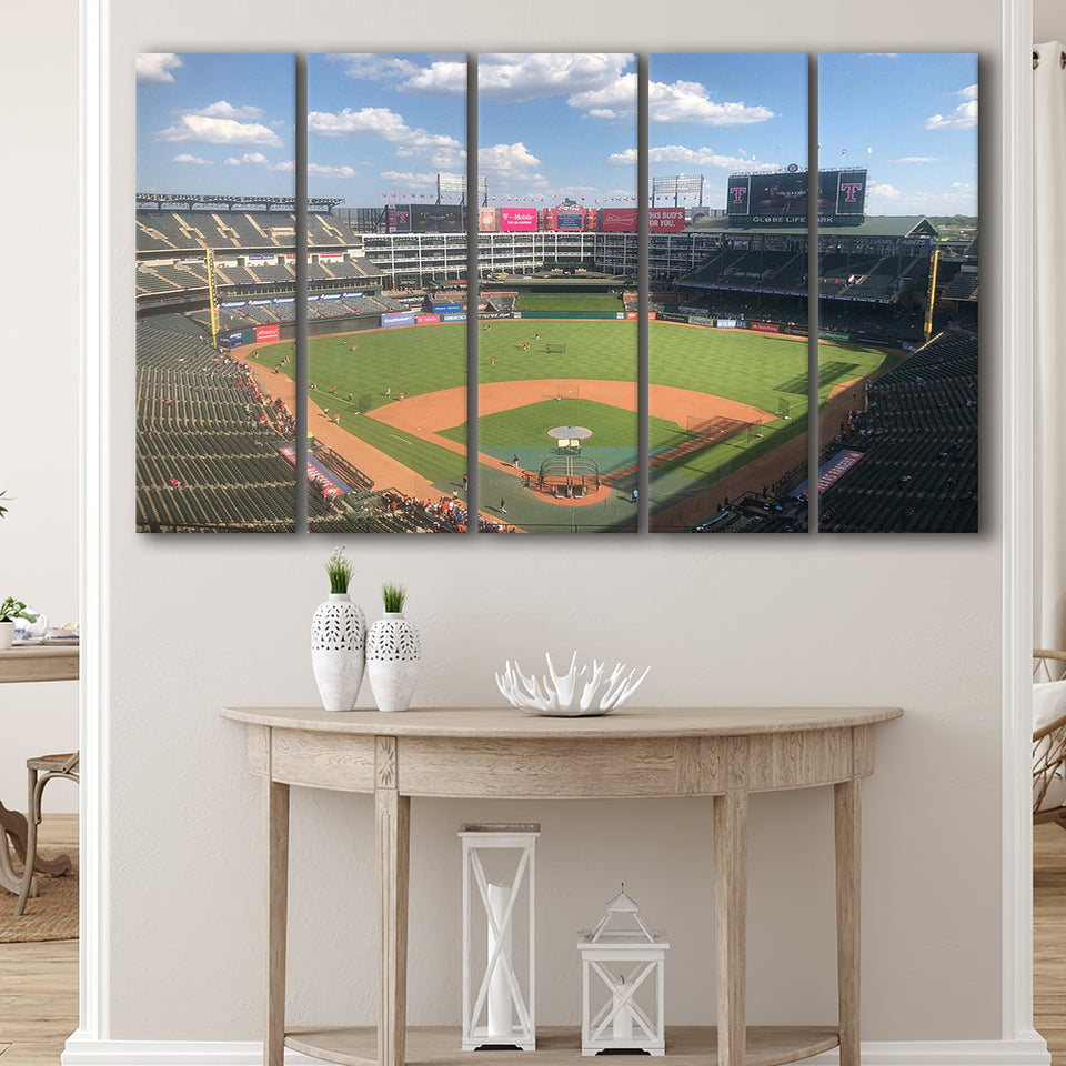 Texas Rangers Stadium Canvas Prints Globe Life Field Wall Art,Multi Panels B,Sport Stadium Art Prints, Fan Gift