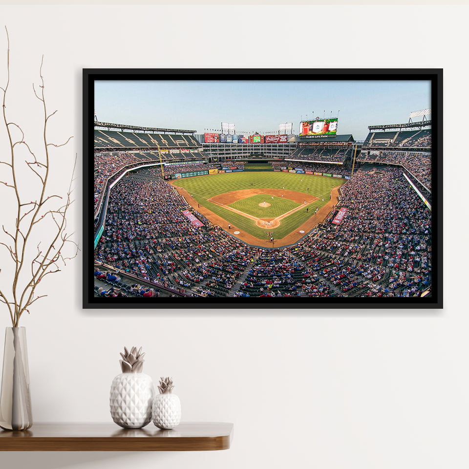 Texas Rangers Stadium Framed Canvas Prints Globe Life Field Wall Art,Sport Stadium Art Prints, Fan Gift