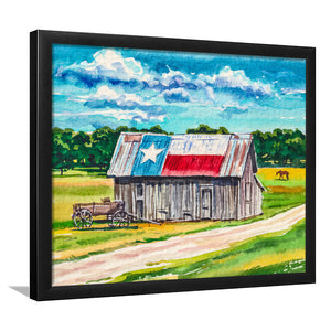 Texas Flag On Roof Barn Framed Wall Art - Framed Prints, Art Prints, Print for Sale, Painting Prints