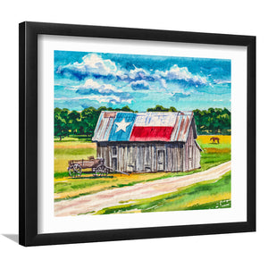 Texas Flag On Roof Barn Framed Wall Art - Framed Prints, Art Prints, Home Decor, Painting Prints