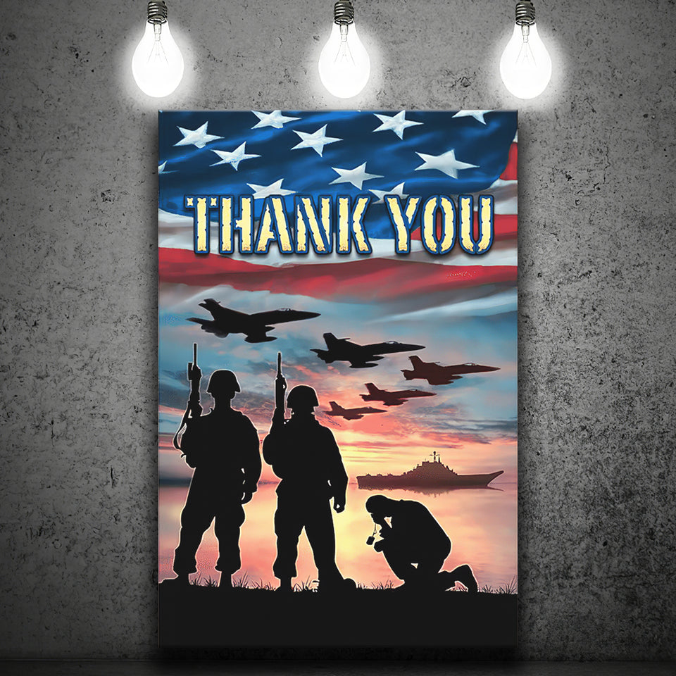 Thank All Veterans Matte Canvas Vintage Canvas Prints Wall Art - Painting Canvas, Wall Decor, For Sale, Home Decor