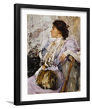 The Lady In Purple By Nikolay Feshin - Painting Art, Art Print, Framed Art, Black Frame
