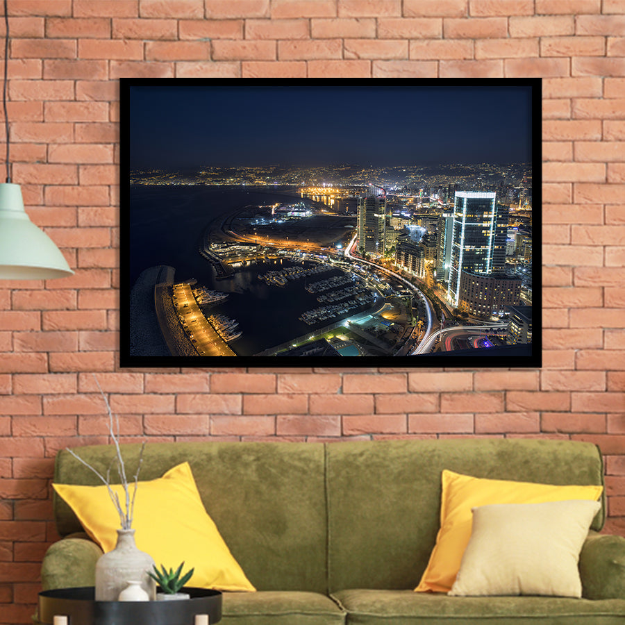 The Aerial Night Shot Of The Beirut In Lebanon Framed Art Prints Wall Decor - Painting Art, Wall Art, Home Decor