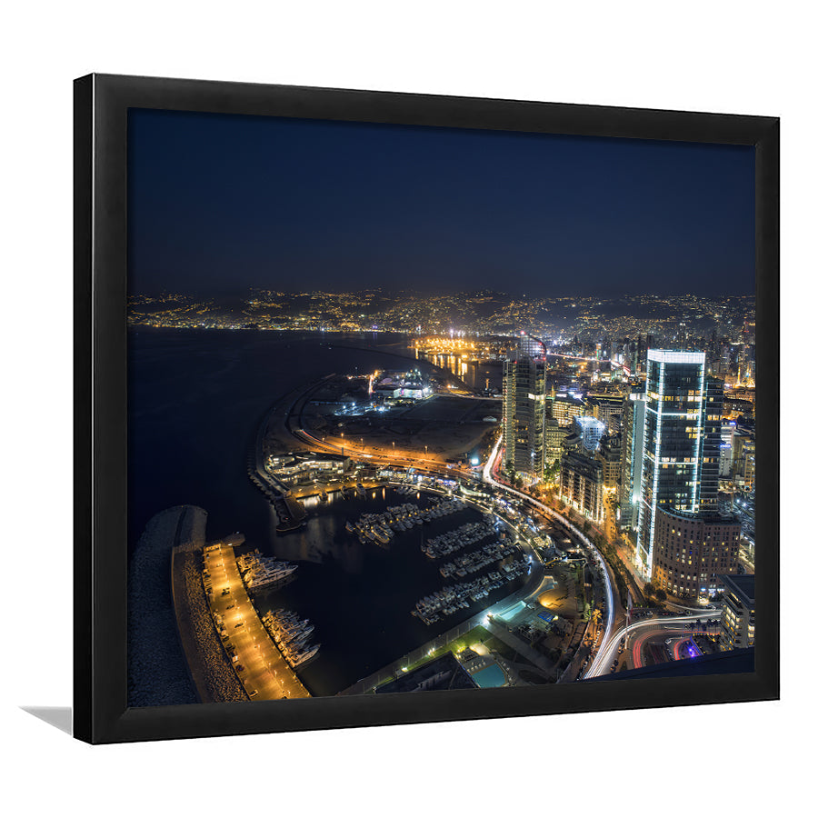 The Aerial Night Shot Of The Beirut In Lebanon Framed Art Prints Wall Decor - Painting Art, Wall Art, Home Decor