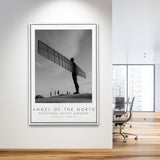 The Angel Of The North, Gateshead England Black And White Art Framed Canvas Prints Wall Art Home Decor, Floating Frame
