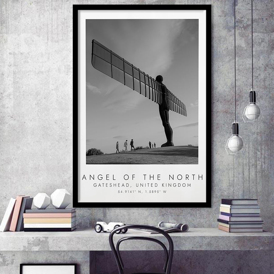 The Angel Of The North, Gateshead England Black And White Art Framed Art Prints Wall Art Decor, Framed Picture