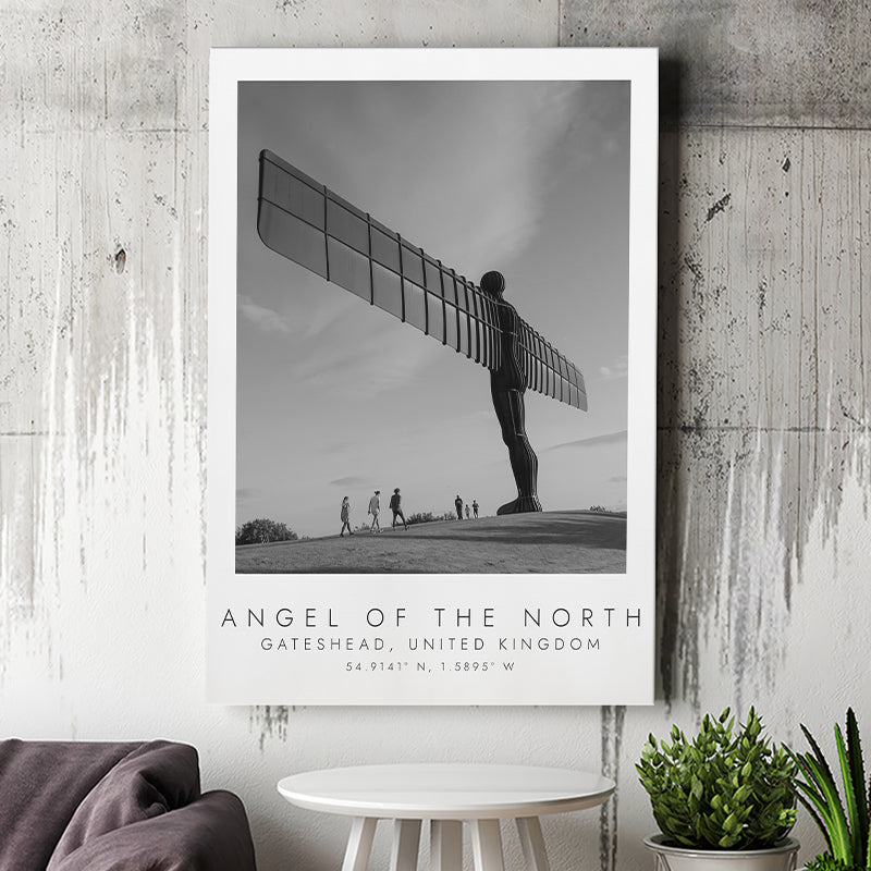 The Angel Of The North, Gateshead England Black And White Art Canvas Prints Wall Art Home Decor