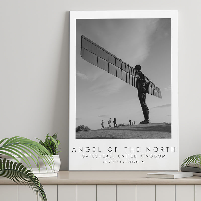 The Angel Of The North, Gateshead England Black And White Art Canvas Prints Wall Art Home Decor