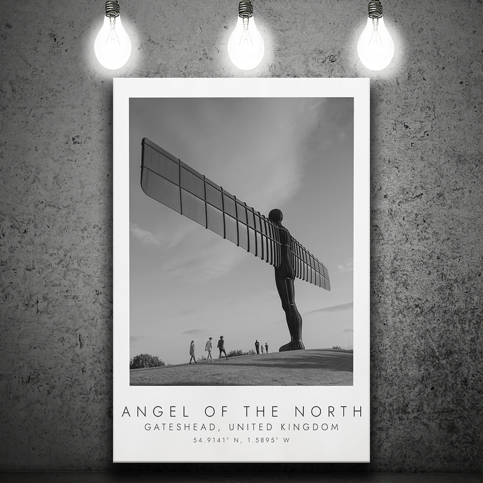 The Angel Of The North, Gateshead England Black And White Art Canvas Prints Wall Art Home Decor