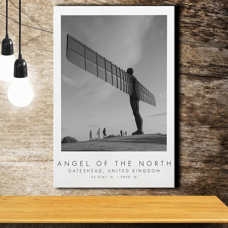 The Angel Of The North, Gateshead England Black And White Art Canvas Prints Wall Art Home Decor