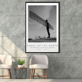 The Angel Of The North, Gateshead England Black And White Art Framed Canvas Prints Wall Art Home Decor, Floating Frame