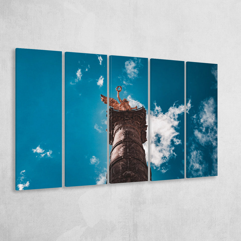 The Angel of Independence in Mexico City, Mexico Skyline 5 Panels B,Large Canvas,Canvas Prints Wall Art Home Decor