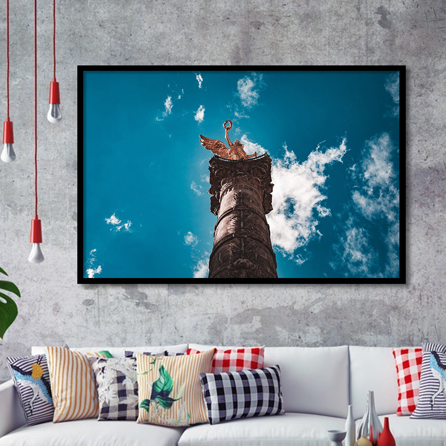 The Angel of Independence in Mexico City, Mexico Skyline Framed Art Prints Wall Art Decor,Black Frame, Ready to hang