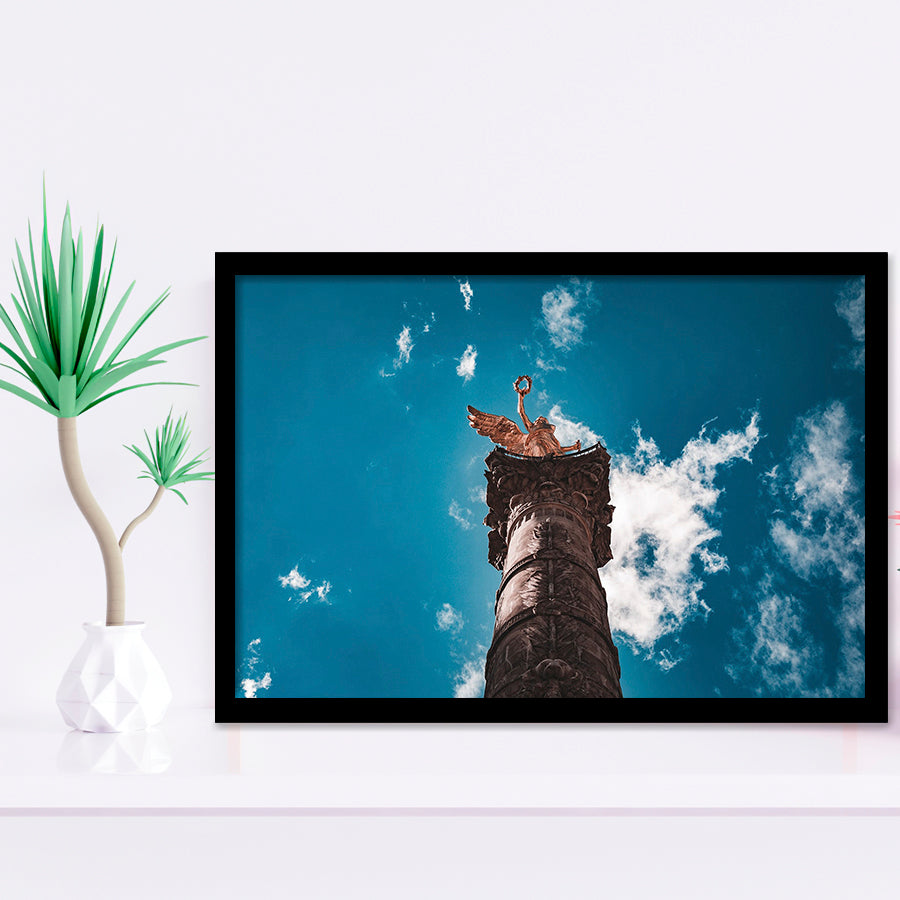 The Angel of Independence in Mexico City, Mexico Skyline Framed Art Prints Wall Art Decor,Black Frame, Ready to hang