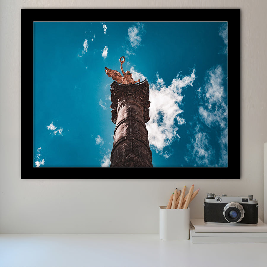 The Angel of Independence in Mexico City, Mexico Skyline Framed Art Prints Wall Art Decor,Black Frame, Ready to hang
