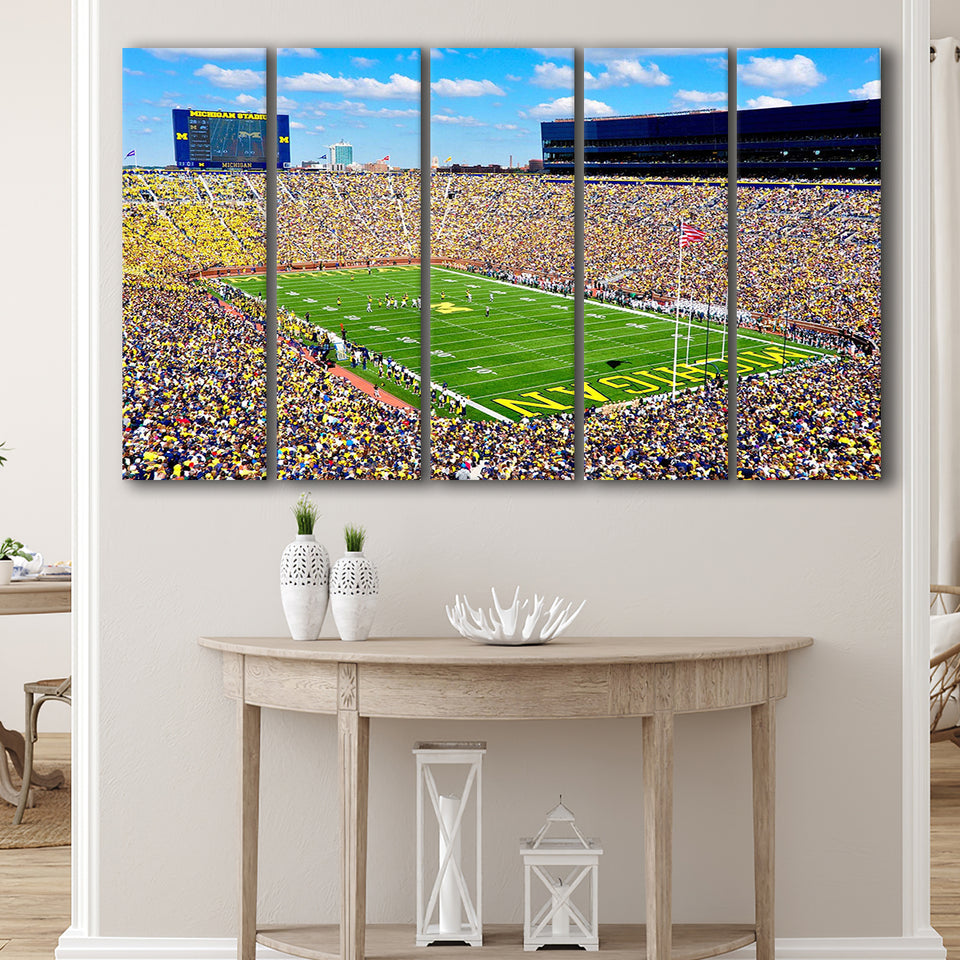 The Big House Wall Art Michigan Stadium Canvas Prints,Multi Panels B,Sport Stadium Art Prints, Fan Gift