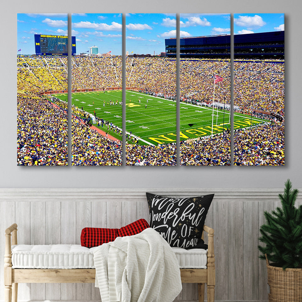 The Big House Wall Art Michigan Stadium Canvas Prints,Multi Panels B,Sport Stadium Art Prints, Fan Gift