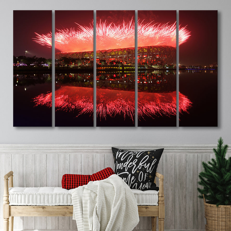 The Birds Nest Stadium, Stadium Canvas, Sport Art, Gift for him, Multi Panels B, Canvas Prints Wall Art Decor