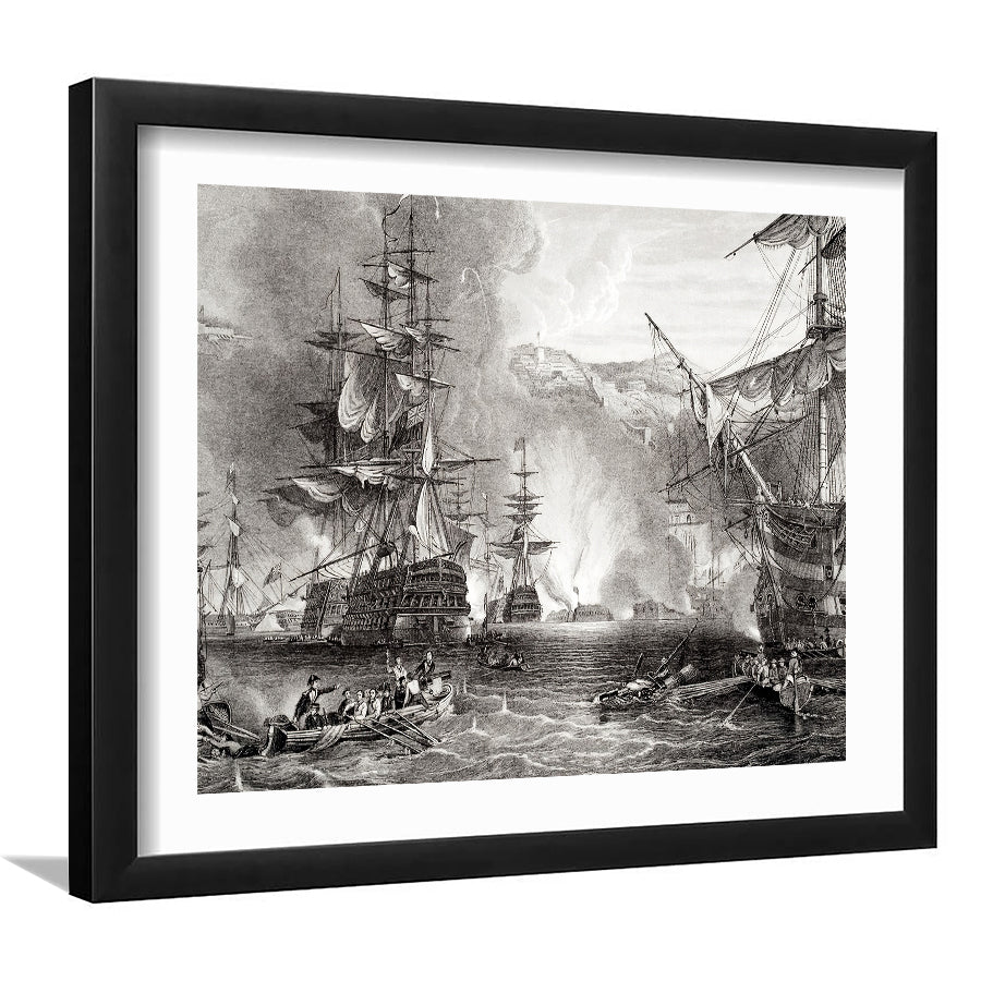 The Bombardment Of Algiers By Lord Exmouth In 1816 Wall Art Print - Framed Art, Framed Prints, Painting Print