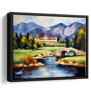 The Broadmoor Golf Club - A Colorado Springs Resort Painting V2, Framed Canvas Prints Wall Art Decor, Floating Frame