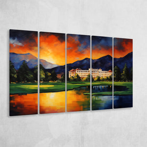 The Broadmoor Golf Club - A Colorado Springs Resort Painting,5 Panel Extra Large Canvas Prints Wall Art Decor