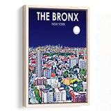 The Bronx New York Art Night Landscape, Large Canvas, Framed Canvas Print Wall Art Home Decor, Floating Frame